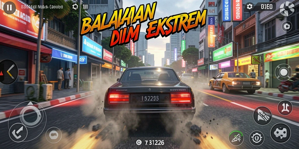 Gameplay balap seru dengan mobil yang cepat dan lintasan menantang.