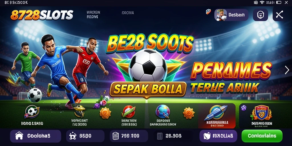 Tampilan gameplay 8728SLOTS dengan tema sepak bola yang seru.