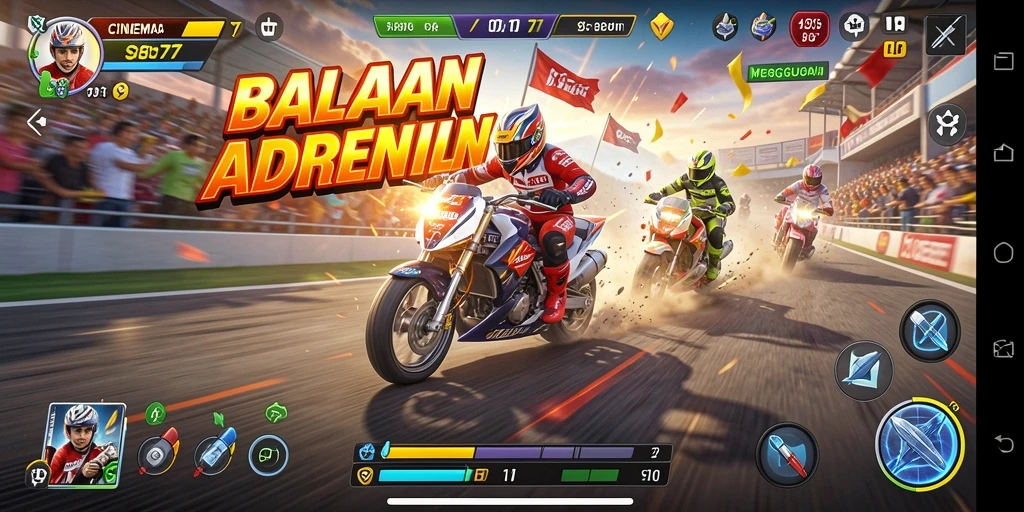 Tampilan gameplay <strong>CINEMA77</strong> yang penuh aksi dan seru dalam balapan.