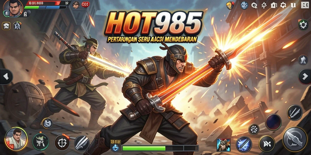 Gameplay HOT985 yang penuh aksi dan pertarungan seru.