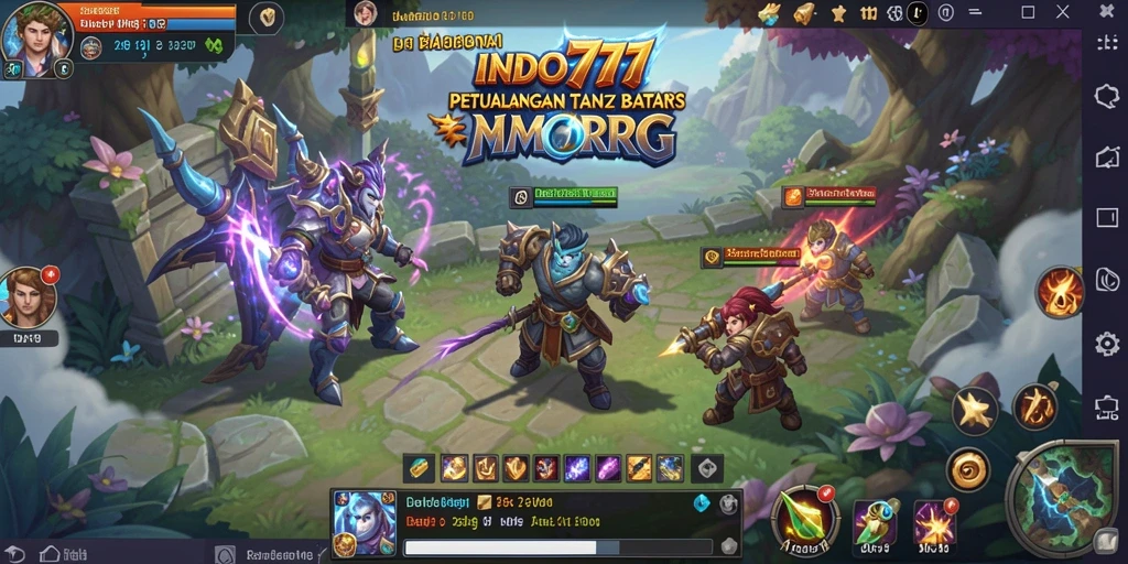 Screenshot gameplay INDO777 dengan aksi pertempuran seru di dunia MMORPG.
