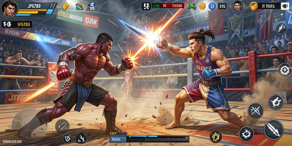 Screenshot gameplay JP6789 menampilkan aksi pertarungan yang mendebarkan.
