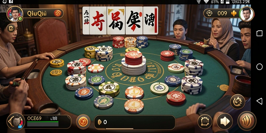 Screenshot gameplay QiuQiu OCE69 yang mendebarkan.