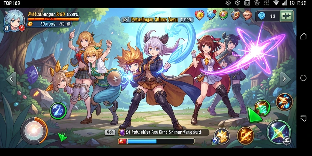 Tampilan gameplay seru dari TOPI189 dengan karakter anime yang dinamis.